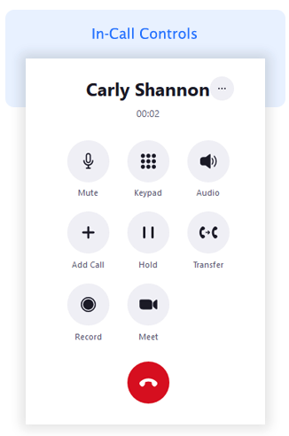 Zoom Phone's in-call control.
